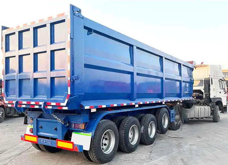 3 Axle Heavy Duty 45cubic Dump Semi Trailer-flatbed trailer_skeletal trailer_low bed trailer_dump trailer_cargo trailer-Shandong Jiuzhou Automobile Manufacturing Co., Ltd.