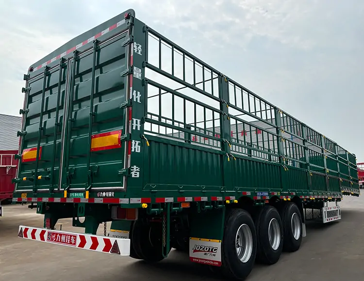 3 Axles 60 Ton Stake Fence Semi-trailer-flatbed trailer_skeletal trailer_low bed trailer_dump trailer_cargo trailer-Shandong Jiuzhou Automobile Manufacturing Co., Ltd. 3 Axles 60 Ton Stake Fence Semi-trailer-flatbed trailer_skeletal trailer_low bed trailer_dump trailer_cargo trailer-Shandong Jiuzhou Automobile Manufacturing Co., Ltd.