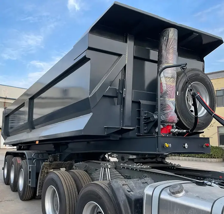 3 Axle 40 CBM Dump Semi Trailer-flatbed trailer_skeletal trailer_low bed trailer_dump trailer_cargo trailer-Shandong Jiuzhou Automobile Manufacturing Co., Ltd.