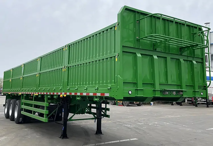 3 Axles Steel Side Wall Semi Trailer-flatbed trailer_skeletal trailer_low bed trailer_dump trailer_cargo trailer-Shandong Jiuzhou Automobile Manufacturing Co., Ltd.