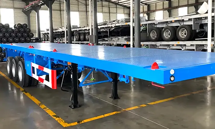 3-axle 30T 20ft Container Transport Semi Trailer-flatbed trailer_skeletal trailer_low bed trailer_dump trailer_cargo trailer-Shandong Jiuzhou Automobile Manufacturing Co., Ltd.