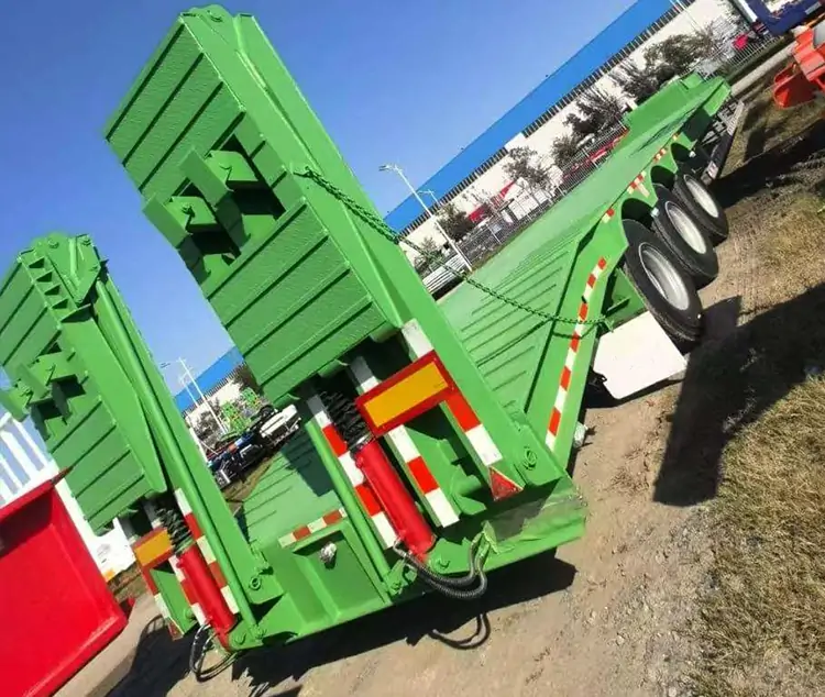 Factory 3 Axle 60 Ton Low Flatbed Trailer-flatbed trailer_skeletal trailer_low bed trailer_dump trailer_cargo trailer-Shandong Jiuzhou Automobile Manufacturing Co., Ltd.