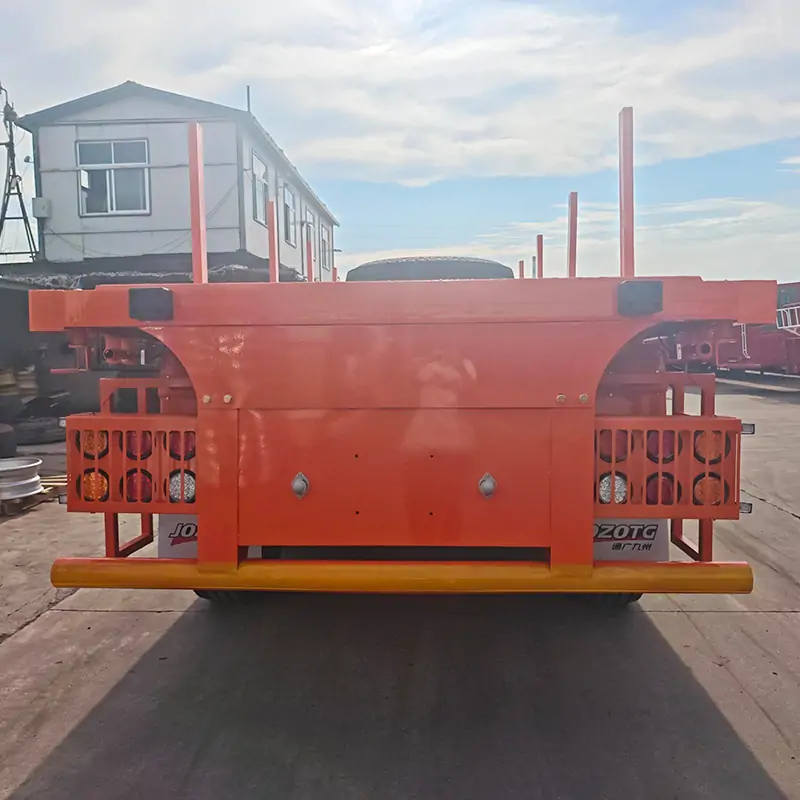 New 2/3/4 Axles 60ton Flatbed Semi Trailers-flatbed trailer_skeletal trailer_low bed trailer_dump trailer_cargo trailer-Shandong Jiuzhou Automobile Manufacturing Co., Ltd.
