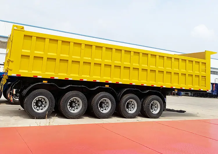 Hydraulic Rear-reversing Dump Semi-trailer-flatbed trailer_skeletal trailer_low bed trailer_dump trailer_cargo trailer-Shandong Jiuzhou Automobile Manufacturing Co., Ltd.