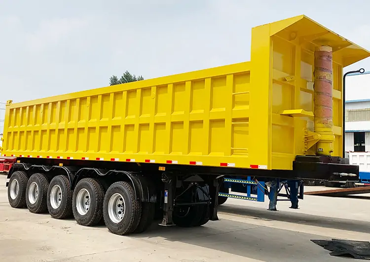 Hydraulic Rear-reversing Dump Semi-trailer-flatbed trailer_skeletal trailer_low bed trailer_dump trailer_cargo trailer-Shandong Jiuzhou Automobile Manufacturing Co., Ltd.