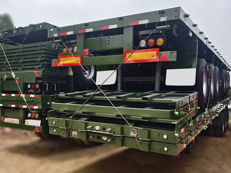 4-Axle 60-Ton Flatbed Semi-Trailer Shipped to Ghana-semi trailer-Shandong Jiuzhou Automobile Manufacturing Co., Ltd. 4-Axle 60-Ton Flatbed Semi-Trailer Shipped to Ghana-semi trailer-Shandong Jiuzhou Automobile Manufacturing Co., Ltd.