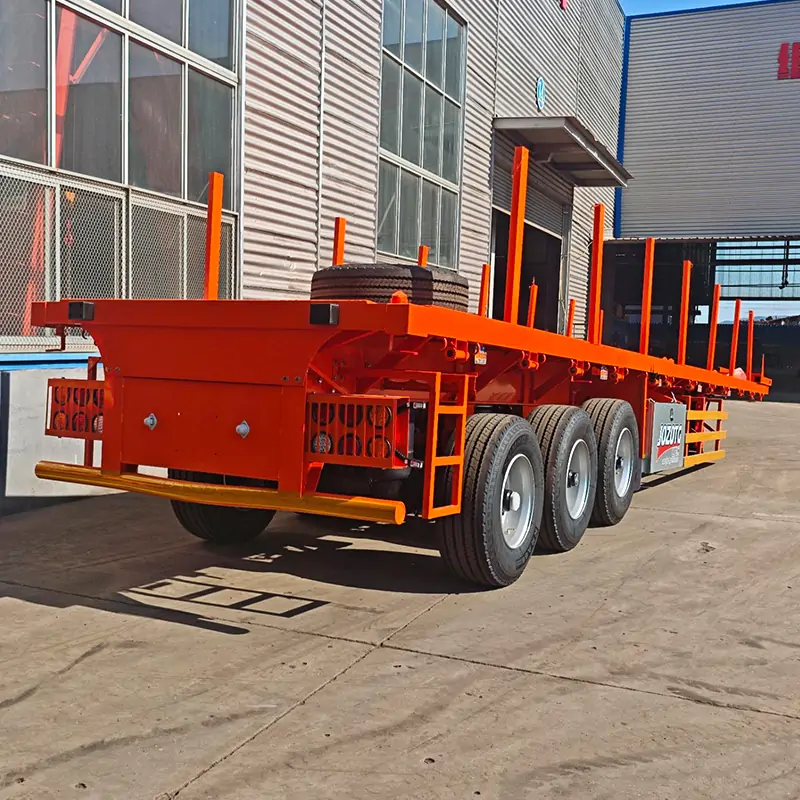 3 Axles Flatbed Container Semi-trailer-semi trailer-Shandong Jiuzhou Automobile Manufacturing Co., Ltd.