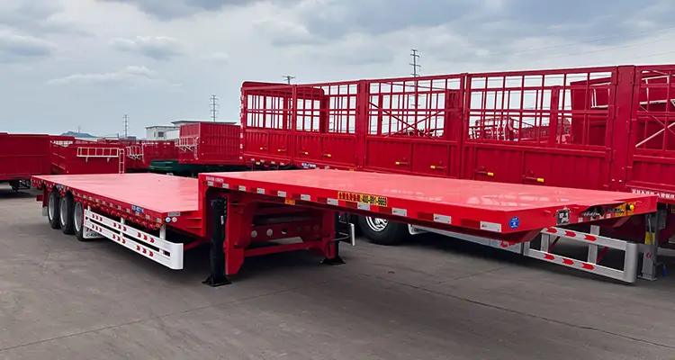 100 Ton 3 Axle Low Loader Semi Trailer-semi trailer-Shandong Jiuzhou Automobile Manufacturing Co., Ltd.