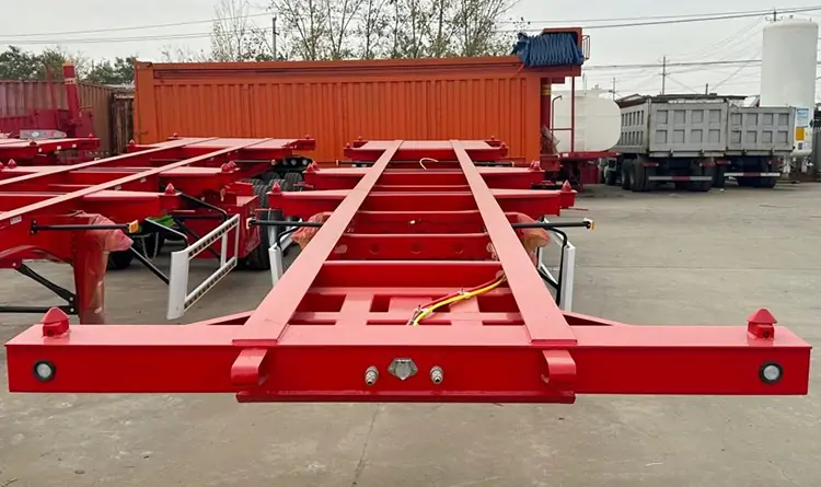 3 Axle 40ft Container Skeleton Trailer-semi trailer-Shandong Jiuzhou Automobile Manufacturing Co., Ltd. 3 Axle 40ft Container Skeleton Trailer-semi trailer-Shandong Jiuzhou Automobile Manufacturing Co., Ltd.