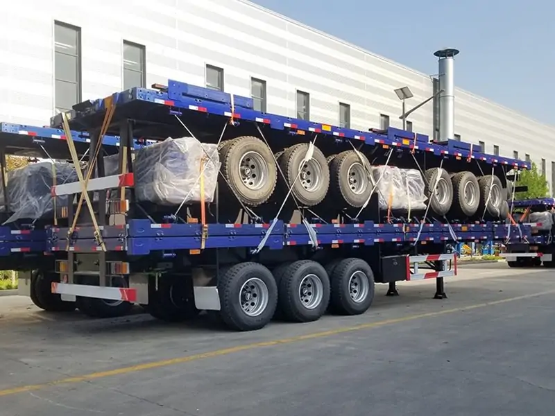 3 Axle Flatbed Semi-Trailer Shipment to Tanzania-semi trailer-Shandong Jiuzhou Automobile Manufacturing Co., Ltd.