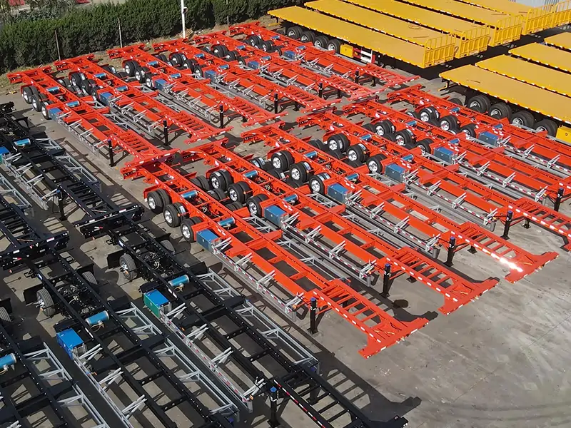 Skeletal Container Trailers Shipment Case to Vietnam-semi trailer-Shandong Jiuzhou Automobile Manufacturing Co., Ltd.