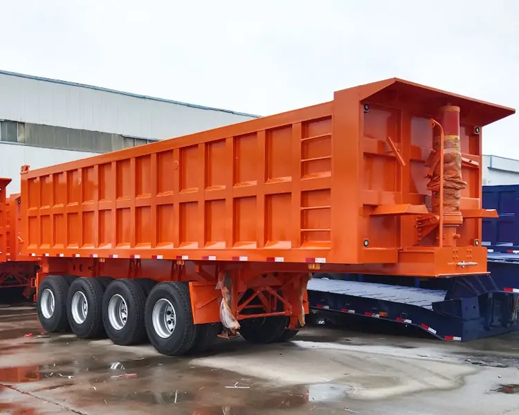 4 Axle Double Frame Squre-Shaped Dump Semi Trailer-semi trailer-Shandong Jiuzhou Automobile Manufacturing Co., Ltd.