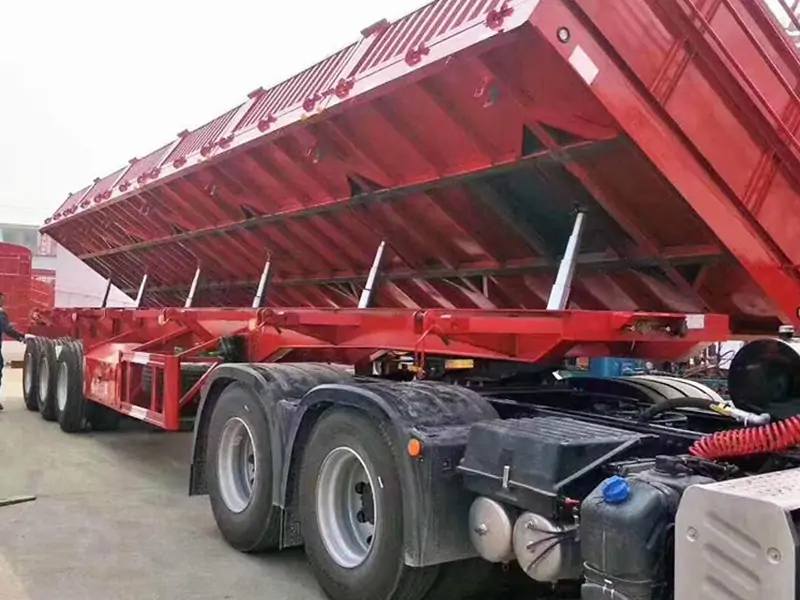 Side Dump Semi-Trailers Shipped to Guinea-semi trailer-Shandong Jiuzhou Automobile Manufacturing Co., Ltd.