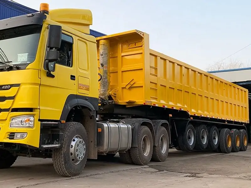 Square Rear Tipper Semi Trailers Shipped to Mali-semi trailer-Shandong Jiuzhou Automobile Manufacturing Co., Ltd.