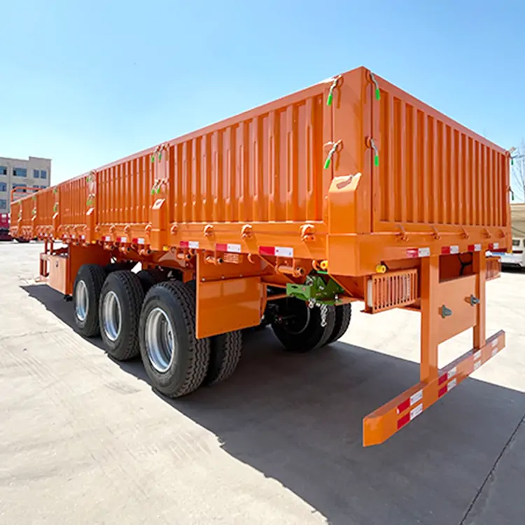 3 Axle Bulk Cargo Transportation Side Board Sidewall Semi-Traile-semi trailer-Shandong Jiuzhou Automobile Manufacturing Co., Ltd.