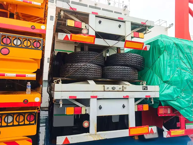 Heavy Duty Flatbed Semi Trailers Shipped to Mali for Bulk Cargo Transport-semi trailer-Shandong Jiuzhou Automobile Manufacturing Co., Ltd.