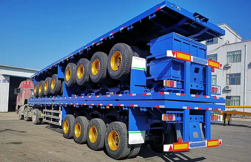 Batch 3‑Axle Flatbed Semi‑Trailers Shipped to Saudi Arabia for Bulk Cargo Transport-semi trailer-Shandong Jiuzhou Automobile Manufacturing Co., Ltd.