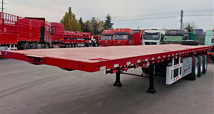  3 Axle 40ft 30-100 Ton Flatbed Semi-Trailers-semi trailer-Shandong Jiuzhou Automobile Manufacturing Co., Ltd.
