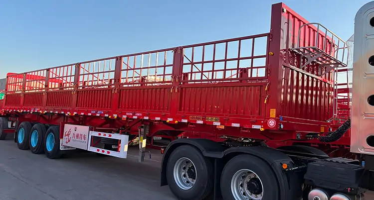 3 Axles 60tons Fence Semi Truck Trailer-semi trailer-Shandong Jiuzhou Automobile Manufacturing Co., Ltd.