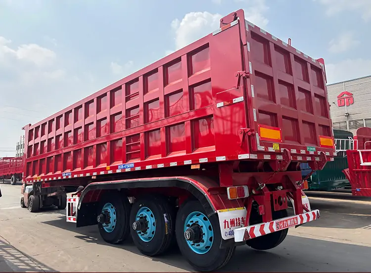 3 Axle 80-100ton Dump Trailer for Sand Transport-semi trailer-Shandong Jiuzhou Automobile Manufacturing Co., Ltd.