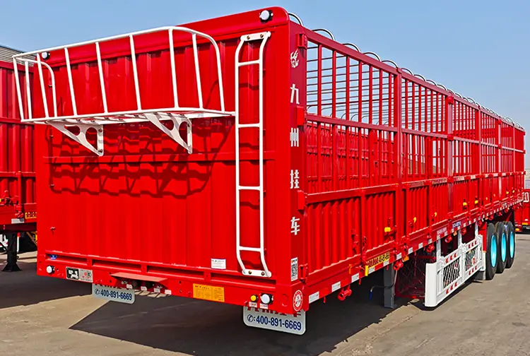 3 Axles 60 Ton Drop Side Fence Cargo Trailer-semi trailer-Shandong Jiuzhou Automobile Manufacturing Co., Ltd.