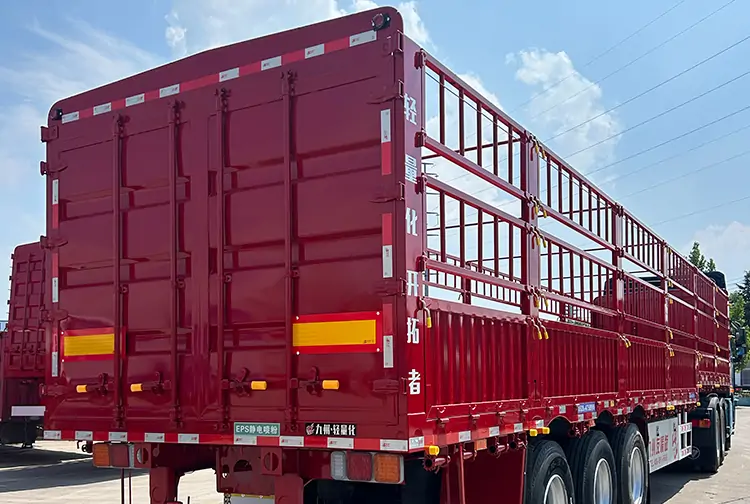3 Axles 60 Ton Drop Side Fence Cargo Trailer-semi trailer-Shandong Jiuzhou Automobile Manufacturing Co., Ltd.