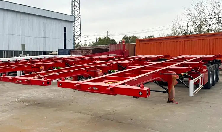 Customization 3 Axle 30-80ton containers body skeleton trailer-semi trailer-Shandong Jiuzhou Automobile Manufacturing Co., Ltd.