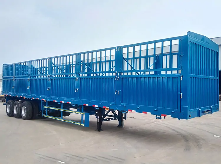 3 Axles 60-100 Ton Drop Side Fence Semi Trailer-semi trailer-Shandong Jiuzhou Automobile Manufacturing Co., Ltd. 3 Axles 60-100 Ton Drop Side Fence Semi Trailer-semi trailer-Shandong Jiuzhou Automobile Manufacturing Co., Ltd.