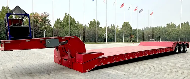 Steel Heavy Duty 3/4 Axles 50 Tons RGN Lowboy Low Bed Semi Trailer-semi trailer-Shandong Jiuzhou Automobile Manufacturing Co., Ltd. Steel Heavy Duty 3/4 Axles 50 Tons RGN Lowboy Low Bed Semi Trailer-semi trailer-Shandong Jiuzhou Automobile Manufacturing Co., Ltd.