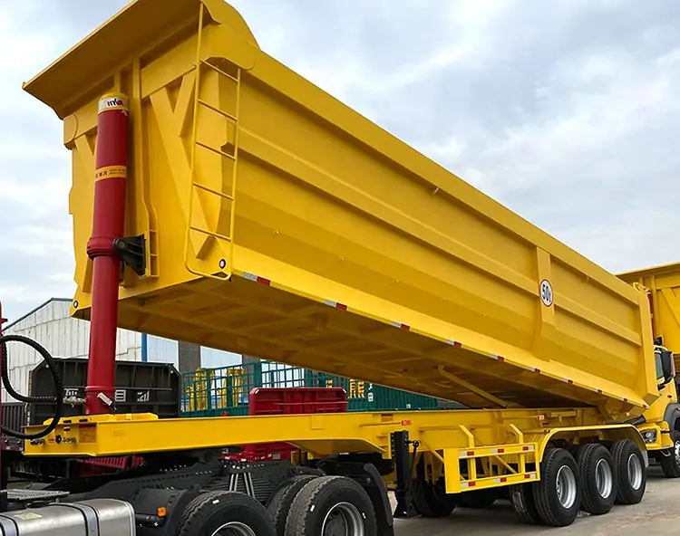 Thri Axle 45CBM Dump Trailer for Coal and Ore  Transport-semi trailer-Shandong Jiuzhou Automobile Manufacturing Co., Ltd.