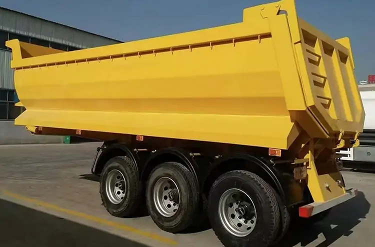 Thri Axle 45CBM Dump Trailer for Coal and Ore  Transport-semi trailer-Shandong Jiuzhou Automobile Manufacturing Co., Ltd.