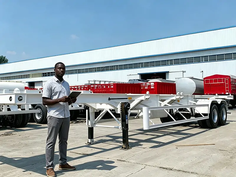 Skeleton Semi Trailer Shipment to Ghana | 20FT 40FT Container Chassis Trailer-semi trailer-Shandong Jiuzhou Automobile Manufacturing Co., Ltd. Skeleton Semi Trailer Shipment to Ghana | 20FT 40FT Container Chassis Trailer-semi trailer-Shandong Jiuzhou Automobile Manufacturing Co., Ltd.