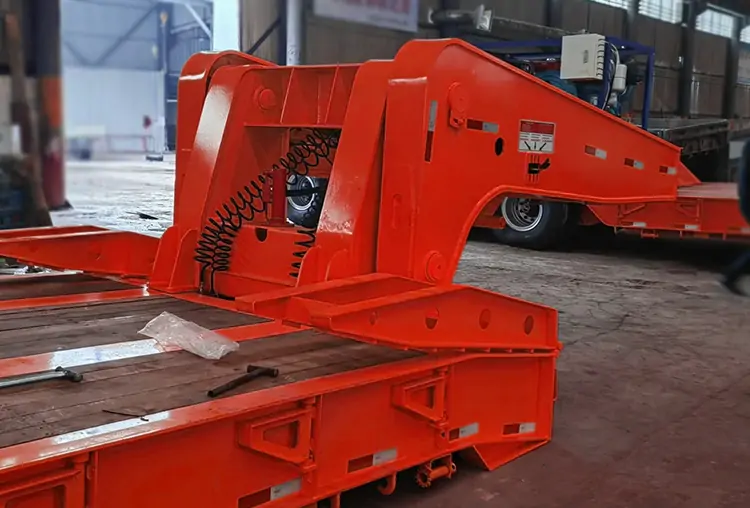 Steel Heavy Duty 3/4 Axles 50 Tons RGN Lowboy Low Bed Semi Trailer-semi trailer-Shandong Jiuzhou Automobile Manufacturing Co., Ltd. Steel Heavy Duty 3/4 Axles 50 Tons RGN Lowboy Low Bed Semi Trailer-semi trailer-Shandong Jiuzhou Automobile Manufacturing Co., Ltd.